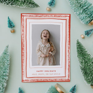 Cartão De Festividades Foto de quadro de aquarela vermelho e rosa desenha