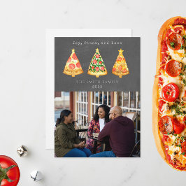 Cartão De Festividades Foto de quadro-negro de Pizza Amor Natal Alegria
