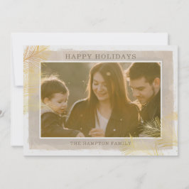 Cartão De Festividades Foto de Ramos Dourados de Pinheiro na Rustic Vinta