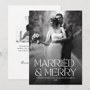 Cartão De Festividades Foto de Recém-Casados Elegantes e Felizes