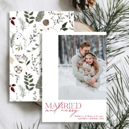 Cartão De Festividades Foto de recém-casados, Feliz e casados vermelhos s