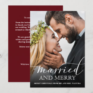 Cartão De Festividades Foto de Recém-Casados Moderna Casados e Alegres