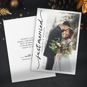 Cartão De Festividades Foto de Recém-Casados no Primeiro Natal