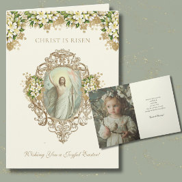 Cartão De Festividades Foto de ressurreição religiosa páscoa Floral