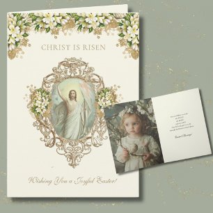Cartão De Festividades Foto de ressurreição religiosa páscoa Floral