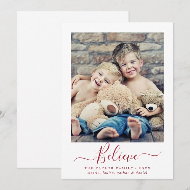 Cartão De Festividades Foto de Retrato Religioso do Mínimo Vermelho Acred (Frente/Verso)