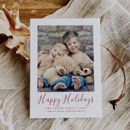 Cartão De Festividades Foto de Retrato sobre Feriados Vermelhos Minimalis