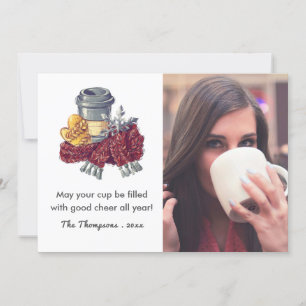 Cartão De Festividades Foto de saudação de Natal do Café Lover