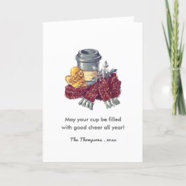 Cartão De Festividades Foto de saudação de Natal do Café Lover