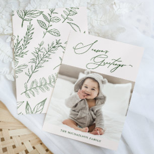 Cartão De Festividades Foto de Saudações da Estação Botânica de inverno R