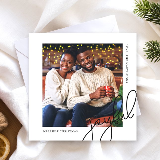 Cartão De Festividades Foto de Script de Alegria Preta de Pontos de Natal (Criador carregado)