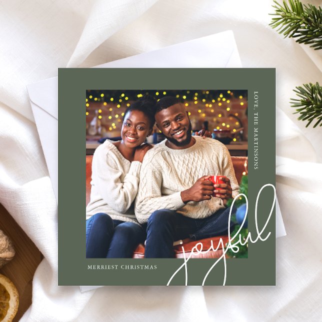 Cartão De Festividades Foto de Script de Alegria Verde de Pontos de Natal (Criador carregado)