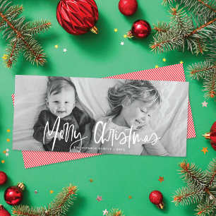 Cartão De Festividades Foto de Script de Caligrafia Branca Moderna Funky