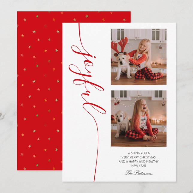 Cartão De Festividades Foto de Script de Caligrafia de Natal Feliz (Frente/Verso)