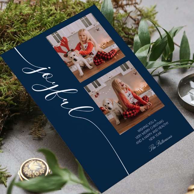 Cartão De Festividades Foto de Script de Caligrafia de Natal Feliz (Criador carregado)