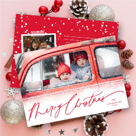 Cartão De Festividades Foto de Script de Manuscrito de Neve Feliz Natal