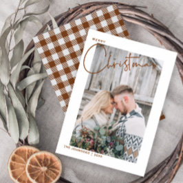 Cartão De Festividades Foto de Script de Natal Feliz da Xadrez Trendy