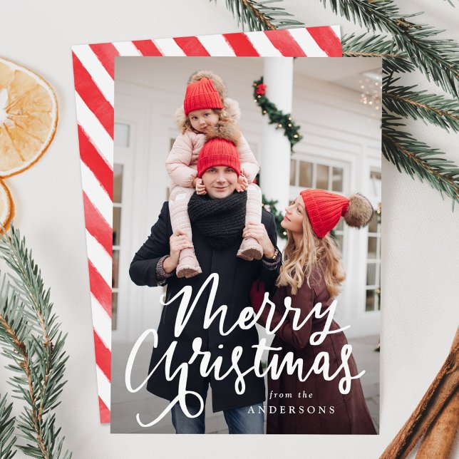 Cartão De Festividades Foto de Script de Natal Feliz, Letra Moderna, com  (Criador carregado)