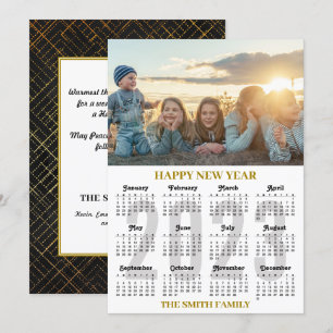 Cartão De Festividades Foto de Script Dourado e Preto do Calendário 2023