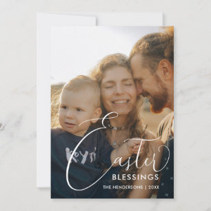 Cartão De Festividades Foto de Script Elegante de Bênçãos de páscoa