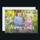 Cartão De Festividades Foto de Script Moderno do felz pascoa<br><div class="desc">Espalhe alegria aos entes queridos esta Páscoa com este cartão com fotos moderno com um roteiro na moda com um padrão floral de aquarela no verso.</div>