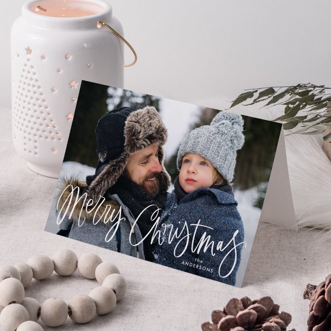 Cartão De Festividades Foto de Script Whimsical de Feliz Natal (Criador carregado)