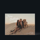 Cartão De Festividades Foto de Script Whimsical no Natal Moderno<br><div class="desc">Cartão de Natal moderno com "Feliz Natal" em um roteiro caprichoso sobre sua foto favorita.</div>