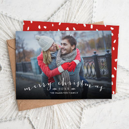 Cartão De Festividades Foto de Sobreposição de Script Chic Feliz Natal