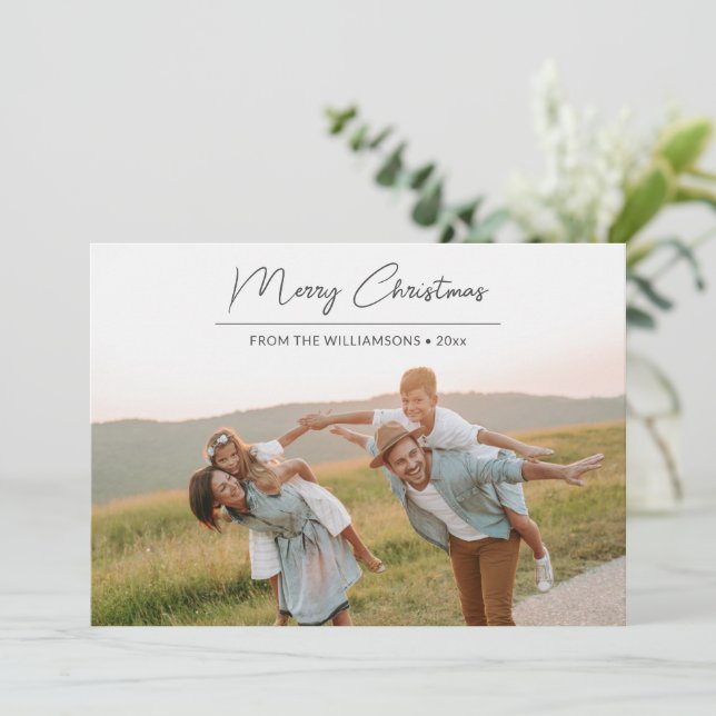 Cartão De Festividades Foto de Sobreposição de Script Preto de Natal Mode (Em pé/Frente)