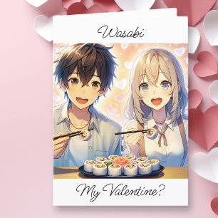 Cartão De Festividades Foto de sushi de anime fofa no Dia dos Namorados