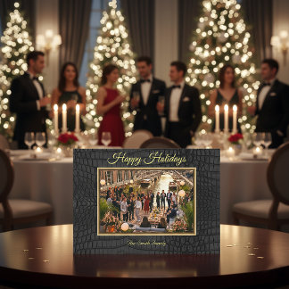 Cartão De Festividades Foto de Textura de Crocodilo Preto Falso Luxuoso I