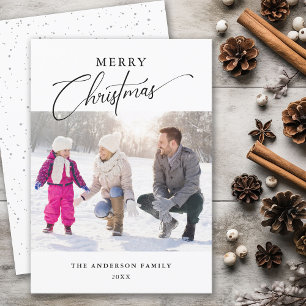 Cartão De Festividades Foto de Tipografia Mínima Moderna Feliz Natal