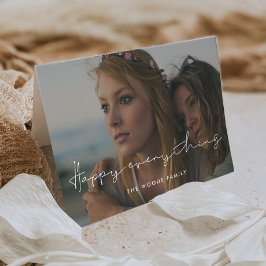 Cartão De Festividades Foto de Tudo Feliz, Manuscrito Minimalista