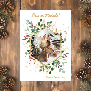 Cartão De Festividades Foto de Verde Botânico Moderno Buon Natale