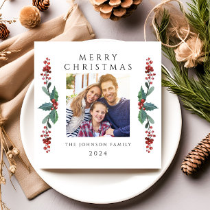 Cartão De Festividades Foto de Verde Natal Elegante