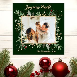 Cartão De Festividades Foto de Verdura Botânica Moderna Joyeux Noel