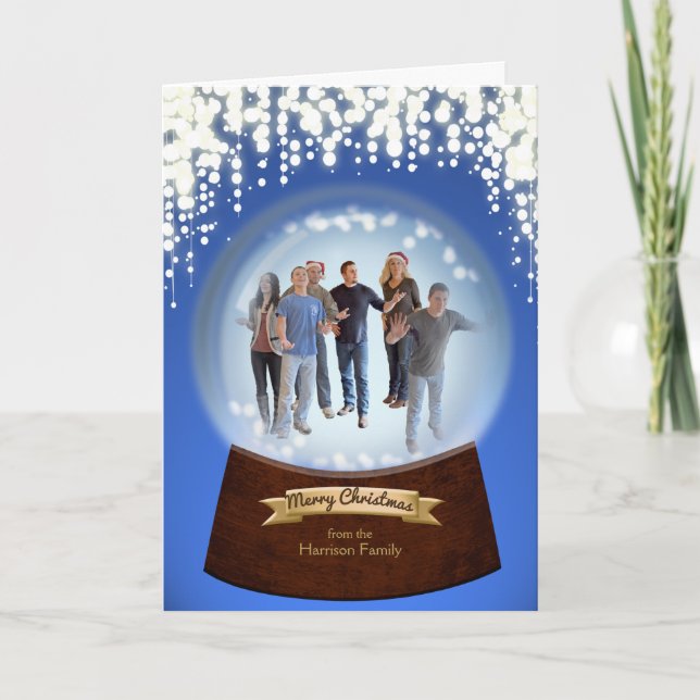 Cartão De Festividades Foto de vidro do feriado da neve do inverno (Frente)