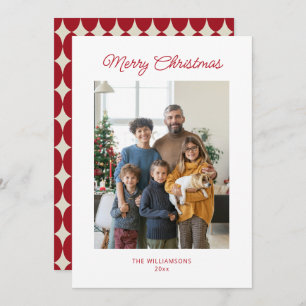 Cartão De Festividades Foto de Vintage do Script Vermelho de Natal minima