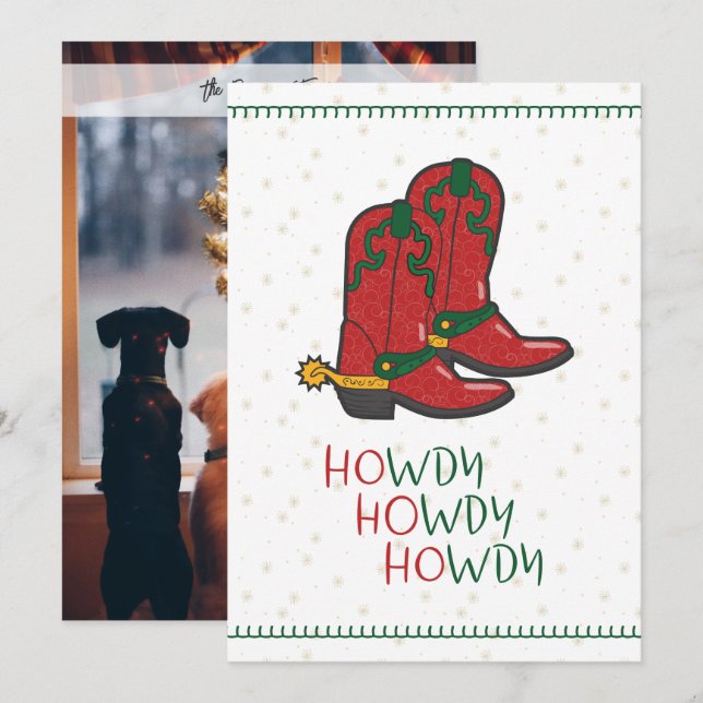 Cartão De Festividades Foto de Wdy Hwdy Hwdy Christmas Cowboy Boots (Frente/Verso)