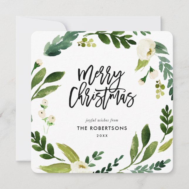 Cartão De Festividades Foto de Wreath Floral da Sweet Greenery (Frente)