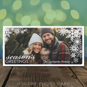 Cartão De Festividades Foto - Deixe nevar - simples camada de floco de ne