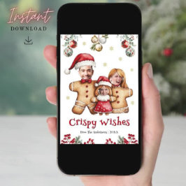 Cartão De Festividades Foto Divertida da Família de Biscoito de Natal