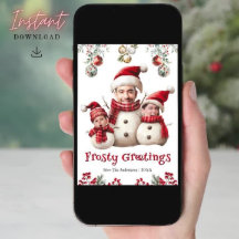 Foto Divertida da Família de Boneco de Neve Face L