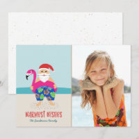 Foto Divertida de Papai Noel na Praia Tropical no