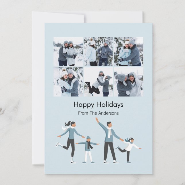 Cartão De Festividades Foto do 6° Natal da Família de Inverno (Frente)