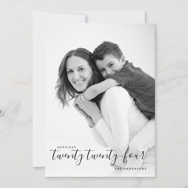 Cartão De Festividades Foto do Ano Novo 224 negro (Frente)