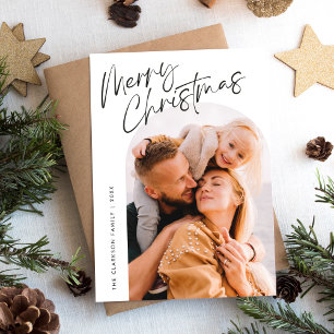 Cartão De Festividades Foto do Arco 2 de Natal Merry Script Modern