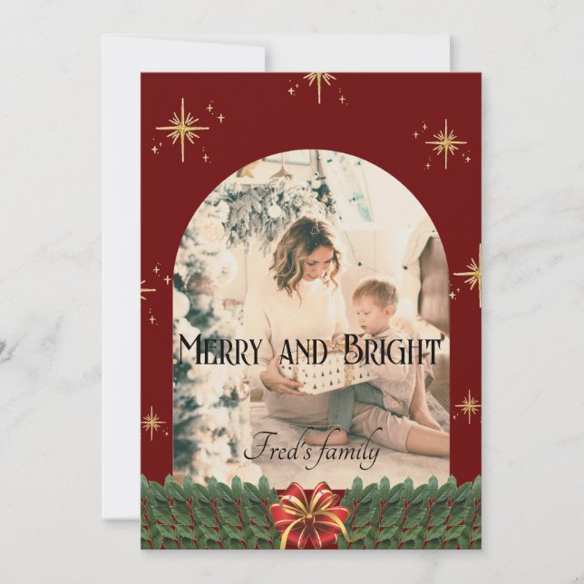 Cartão De Festividades Foto do Arco da Folhagem Verde Tendy Felry Natal (Frente)