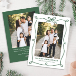 Cartão De Festividades Foto do Arco de Natal Verde minimalista Friso 2