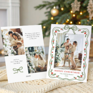 Cartão De Festividades Foto do Arco de Natal Verde Minimalista Friso 3